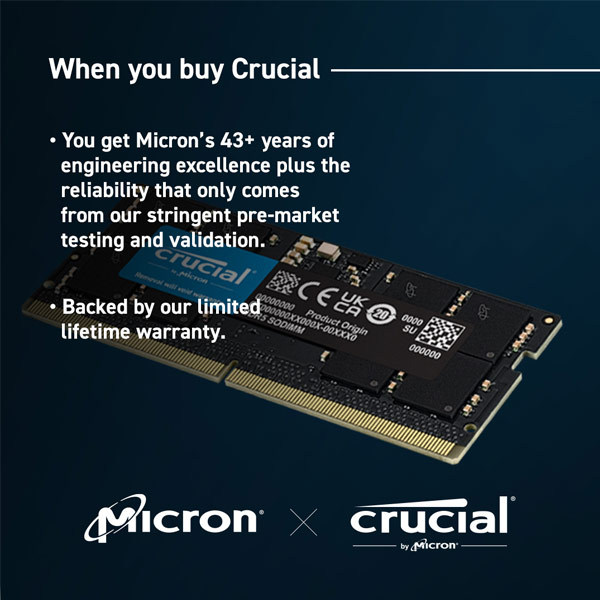 Crucial 16GB DDR5-4800 SODIMM CL40