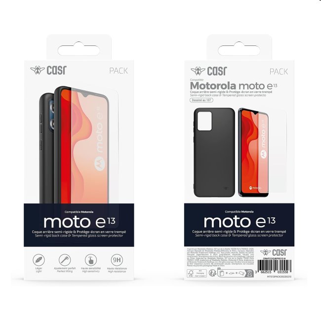 Pouzdro CASR + ochranné sklo pro Motorola Moto E13, black
