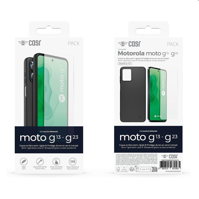 Pouzdro CASR + ochranné sklo pro Motorola Moto G13/G23, black Pouzdro CASR + ochranné sklo pro Motorola Moto G13/G23, black