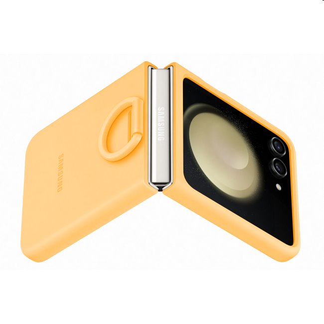Pouzdro Silicone Cover s držákem na prst pro Samsung Galaxy Z Flip5, apricot Pouzdro Silicone Cover s držákem na prst pro Samsung Galaxy Z Flip5, apricot