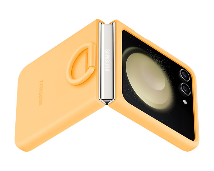 Pouzdro Silicone Cover s držákem na prst pro Samsung Galaxy Z Flip5, apricot Pouzdro Silicone Cover s držákem na prst pro Samsung Galaxy Z Flip5, apricot