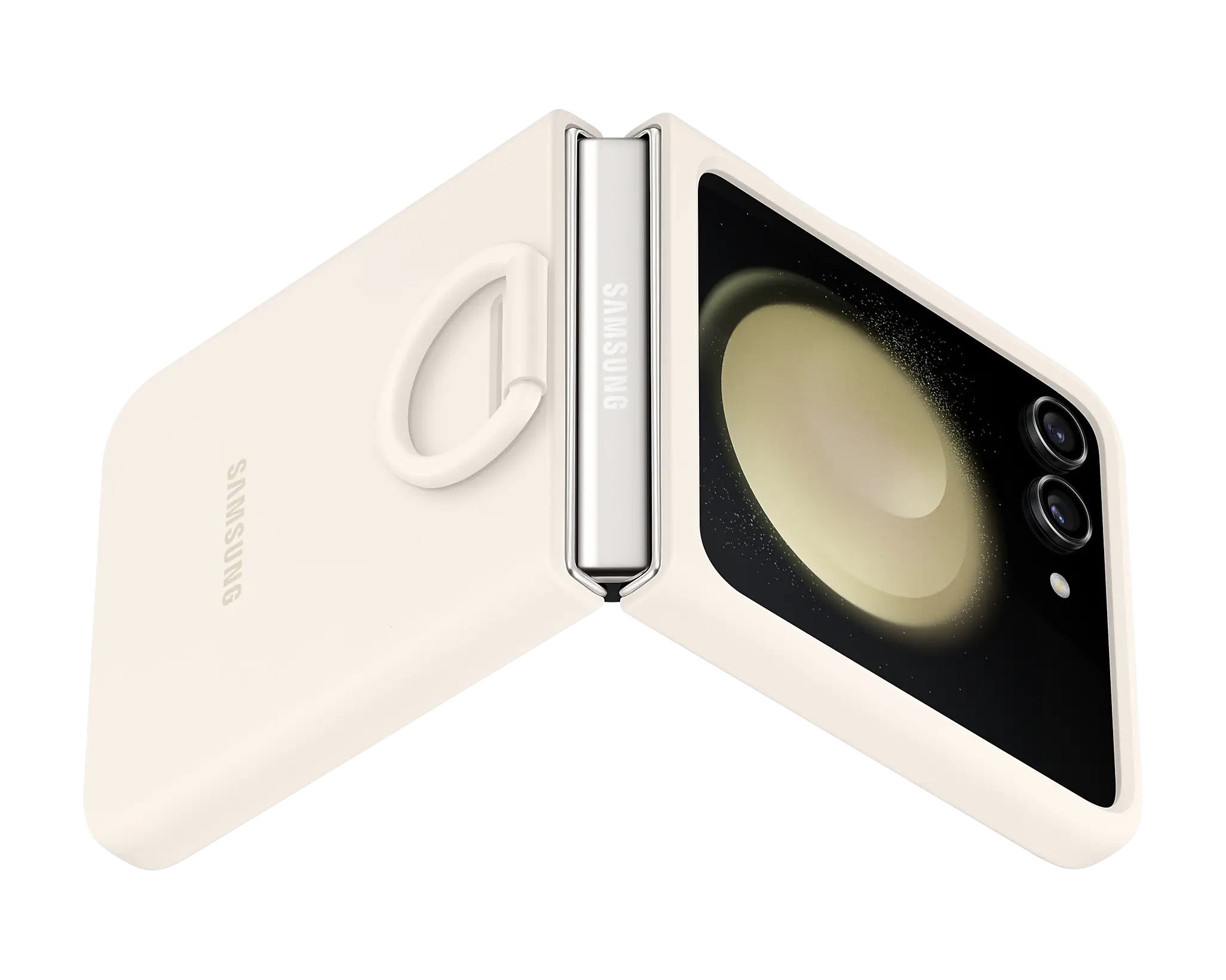 Pouzdro Silicone Cover s držákem na prst pro Samsung Galaxy Z Flip5, cream