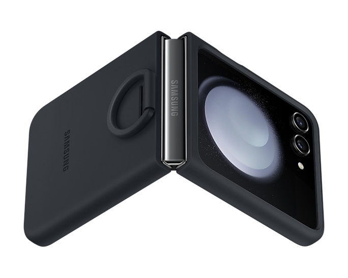 Pouzdro  Silicone Cover s držiakom na prst pre Samsung Galaxy Z Flip5, indigo