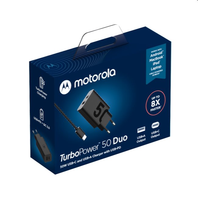 Rychlonabíječka Motorola TurboPower Duo 50W s kabelem, black