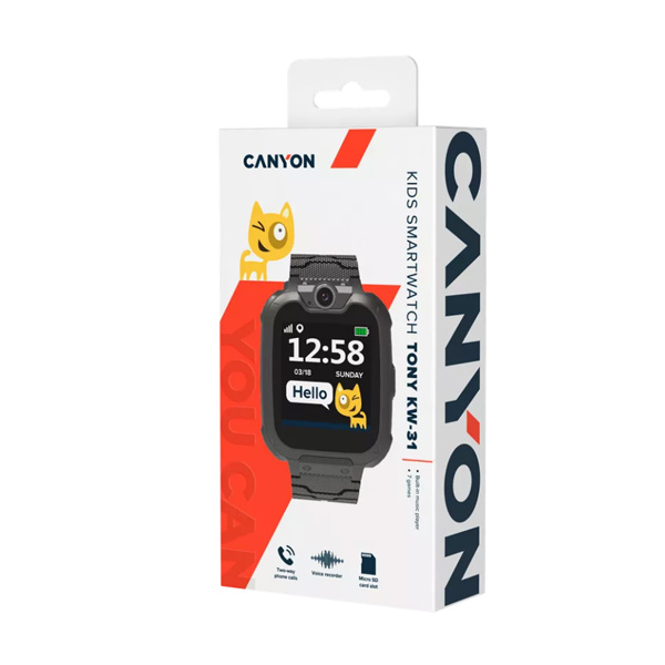 Canyon KW-31, Tony, smart hodinky pro děti, černé
