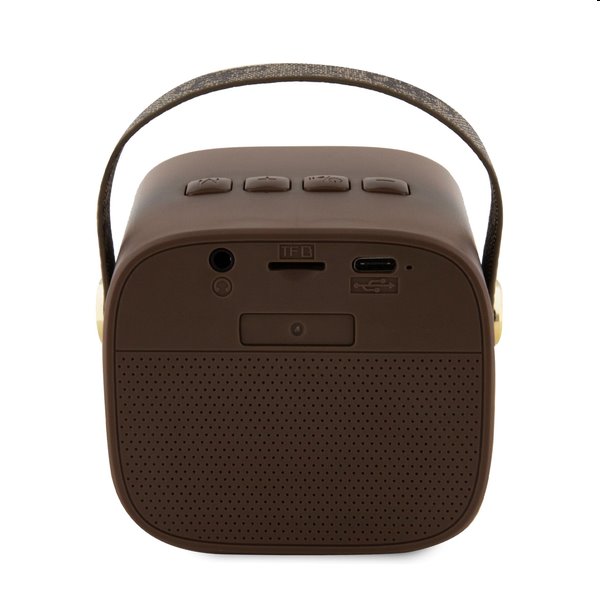 Guess Mini Bluetooth Speaker PU 4G Strap, hnědý