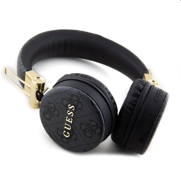 Guess PU 4G Metal Logo Bluetooth Stereo Headphone, černé