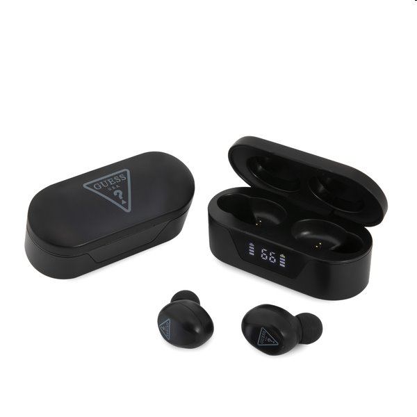 Guess True Wireless Triangle Logo BT5.0 5H Stereo Earphones, černé Guess True Wireless Triangle Logo BT5.0 5H Stereo Earphones, černé