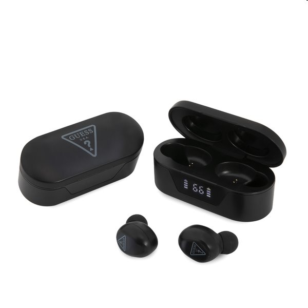 Guess True Wireless Triangle Logo BT5.0 5H Stereo Earphones, černé