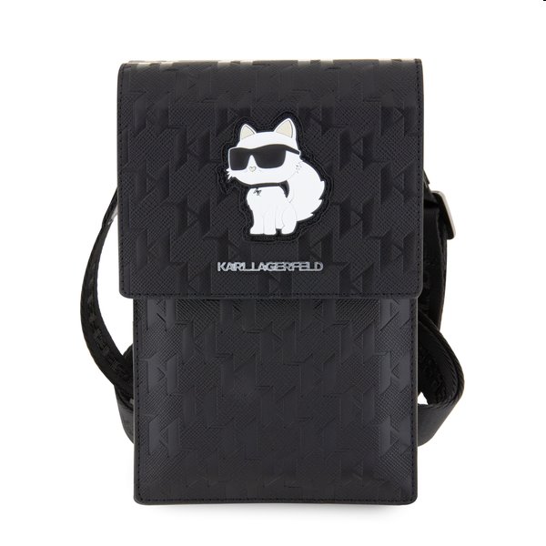 Karl Lagerfeld Saffiano Monogram Wallet Phone Bag Choupette NFT, černá Karl Lagerfeld Saffiano Monogram Wallet Phone Bag Choupette NFT, černá