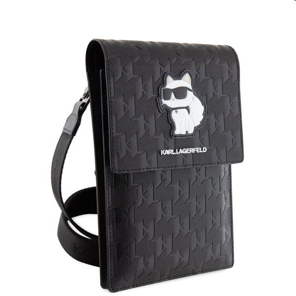 Karl Lagerfeld Saffiano Monogram Wallet Phone Bag Choupette NFT, černá Karl Lagerfeld Saffiano Monogram Wallet Phone Bag Choupette NFT, černá