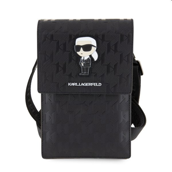 Karl Lagerfeld Saffiano Monogram Wallet Phone Bag Ikonik NFT, black Karl Lagerfeld Saffiano Monogram Wallet Phone Bag Ikonik NFT, black