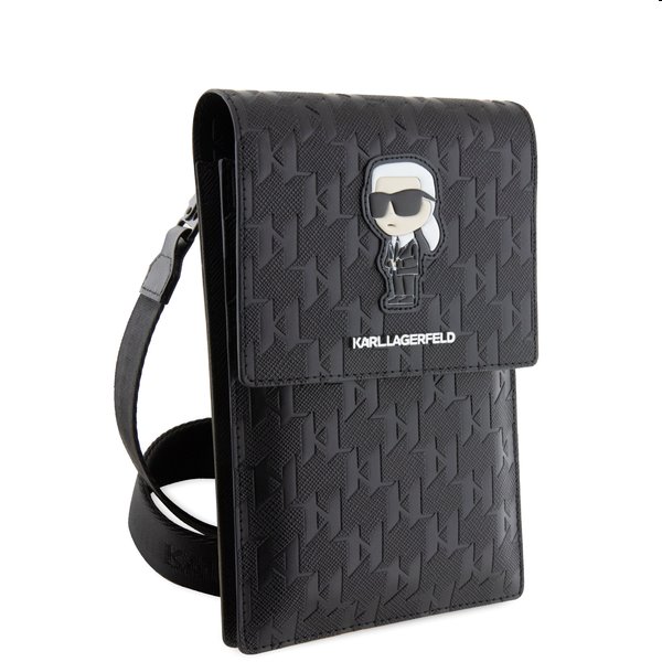 Karl Lagerfeld Saffiano Monogram Wallet Phone Bag Ikonik NFT, black Karl Lagerfeld Saffiano Monogram Wallet Phone Bag Ikonik NFT, black