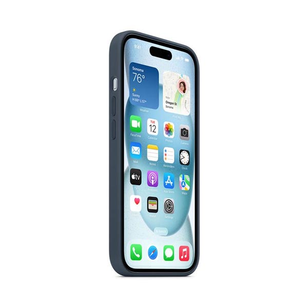 Apple iPhone 15 Plus Silicone Case with MagSafe - Storm Blue Apple iPhone 15 Plus Silicone Case with MagSafe - Storm Blue