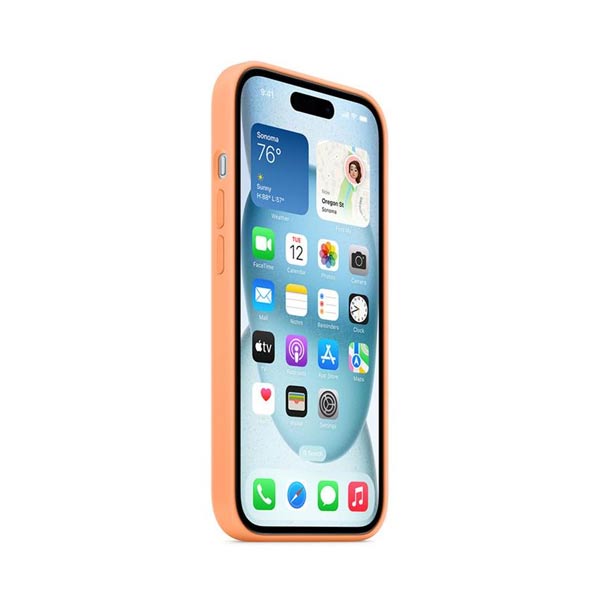 Apple iPhone 15 Silicone Case with MagSafe - Orange Sorbet Apple iPhone 15 Silicone Case with MagSafe - Orange Sorbet