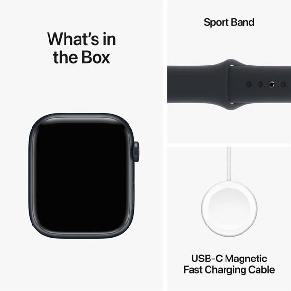 Apple Watch Series 9 GPS 41mm Midnight Aluminium Case with Midnight Sport Band - M/L