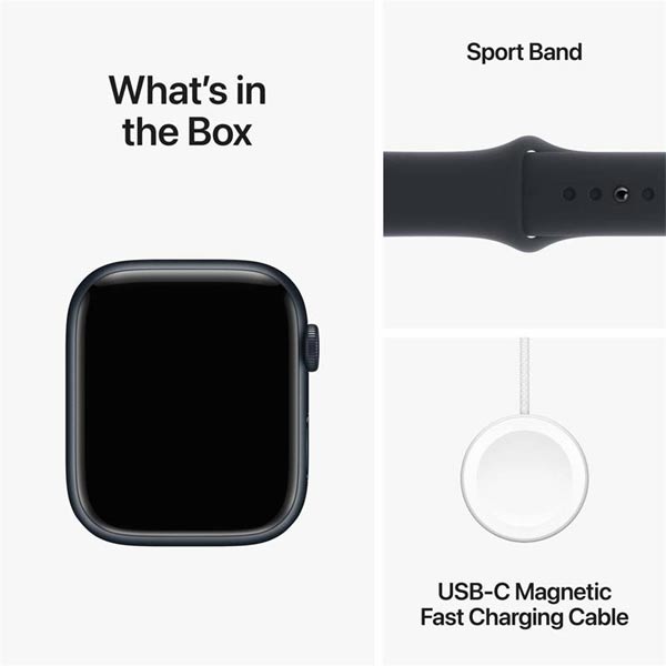 Apple Watch Series 9 GPS 41mm Midnight Aluminium Case with Midnight Sport Band - S/M