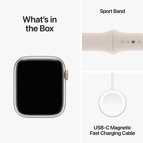 Apple Watch Series 9 GPS 41mm Starlight Aluminium Case with Starlight Sport Band - M/L