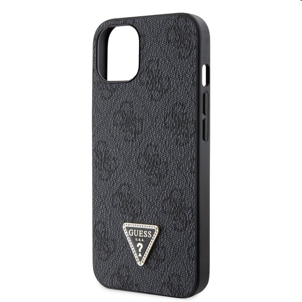 Pouzdro Guess PU 4G Strass Triangle Metal Logo + Crossbody popruh pro iPhone 15. black