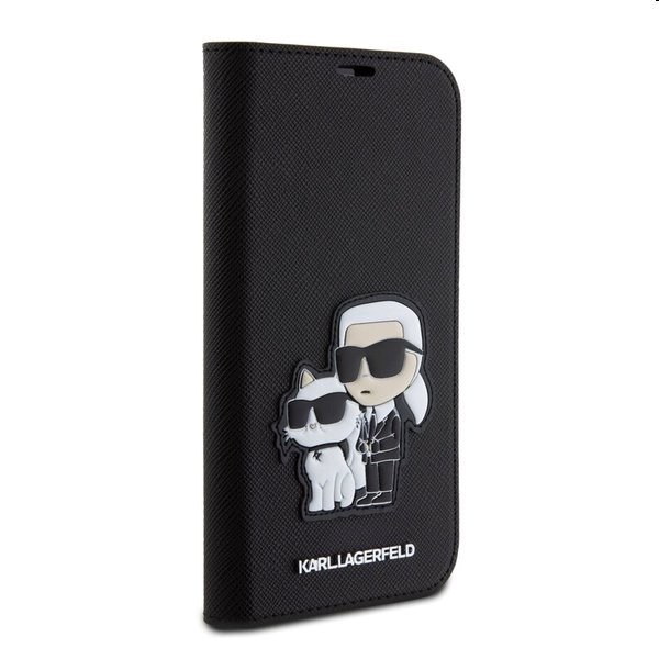 Pouzdro Karl Lagerfeld PU Saffiano Karl and Choupette NFT Book pro Apple iPhone 15 Pro, černé