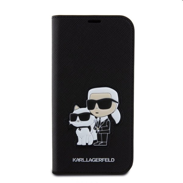 Pouzdro Karl Lagerfeld PU Saffiano Karl and Choupette NFT Book pro Apple iPhone 15 Pro Max, černé