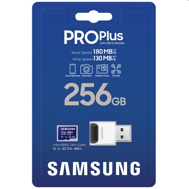 Samsung PRO Plus Micro SDXC 256GB + USB adaptér