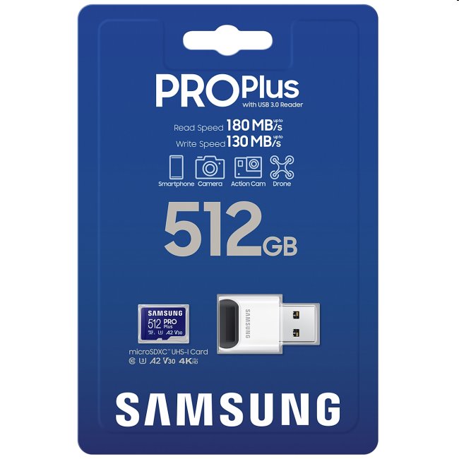 Samsung PRO Plus Micro SDXC 512GB + USB adaptér