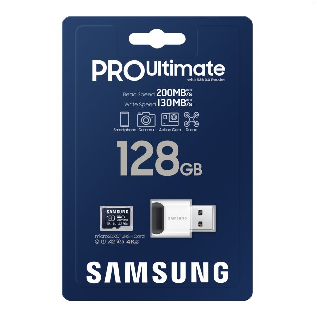 Samsung PRO Ultimate Micro SDXC 128GB + USB adaptér Samsung PRO Ultimate Micro SDXC 128GB + USB adaptér