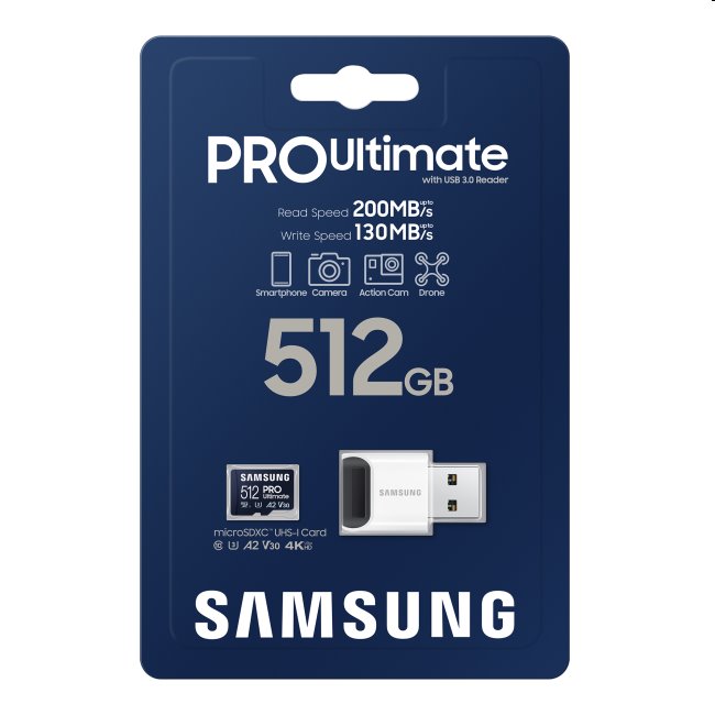 Samsung PRO Ultimate Micro SDXC 512GB + USB adaptér