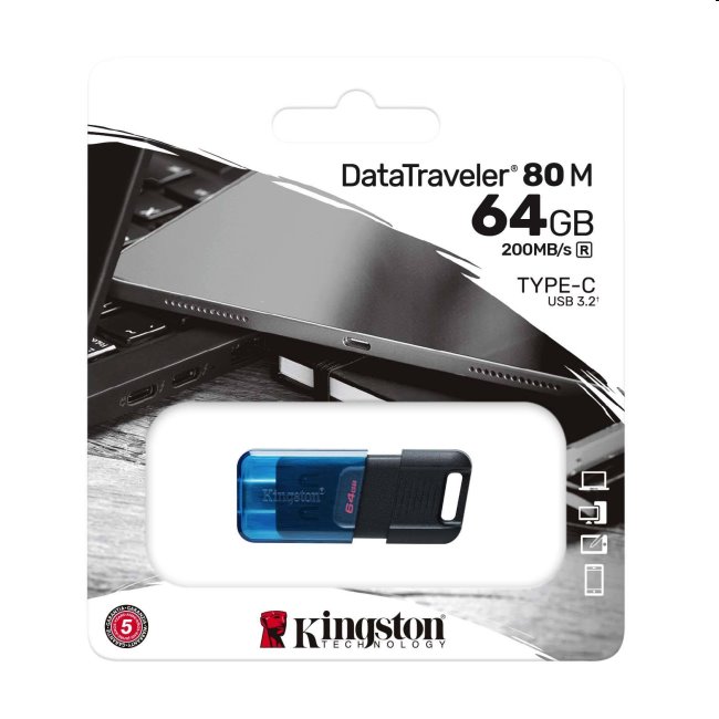 USB klíč Kingston DataTraveler 80 M, 64GB, USB-C 3.2 (gen 1)