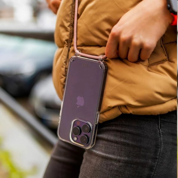 FIXED Pure Neck se šňůrkou na krk pro Apple iPhone 15 Plus, růžová FIXED Pure Neck se šňůrkou na krk pro Apple iPhone 15 Plus, růžová