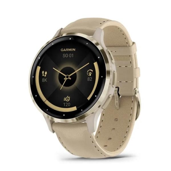 GARMIN VENU 3S, French Gray/Soft Gold, Leather GARMIN VENU 3S, French Gray/Soft Gold, Leather