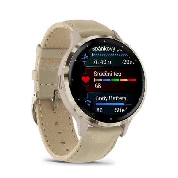GARMIN VENU 3S, French Gray/Soft Gold, Leather GARMIN VENU 3S, French Gray/Soft Gold, Leather