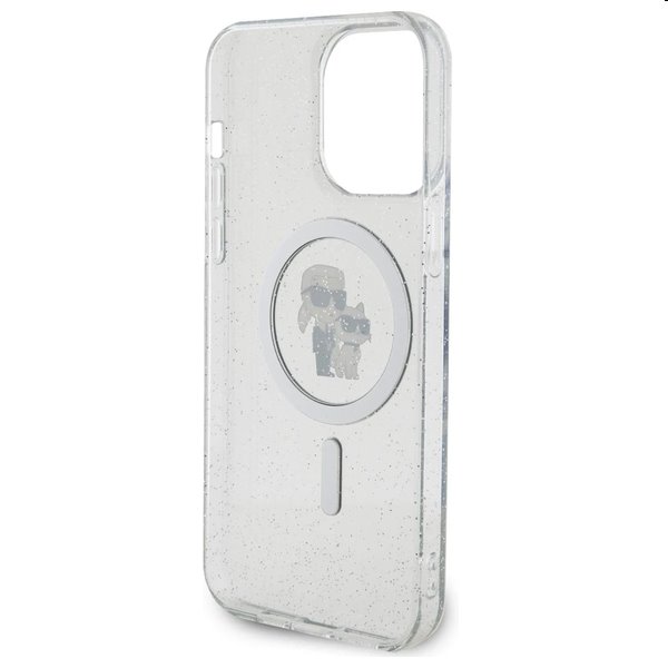 Pouzdro Karl Lagerfeld IML Glitter Karl and Choupette MagSafe pro Apple iPhone 15 Pro Max, transparentní Pouzdro Karl Lagerfeld IML Glitter Karl and Choupette MagSafe pro Apple iPhone 15 Pro Max, transparentní