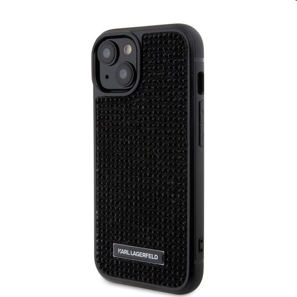 Pouzdro Karl Lagerfeld Rhinestone Plate Metal Logo pro Apple iPhone 15, černé Pouzdro Karl Lagerfeld Rhinestone Plate Metal Logo pro Apple iPhone 15, černé