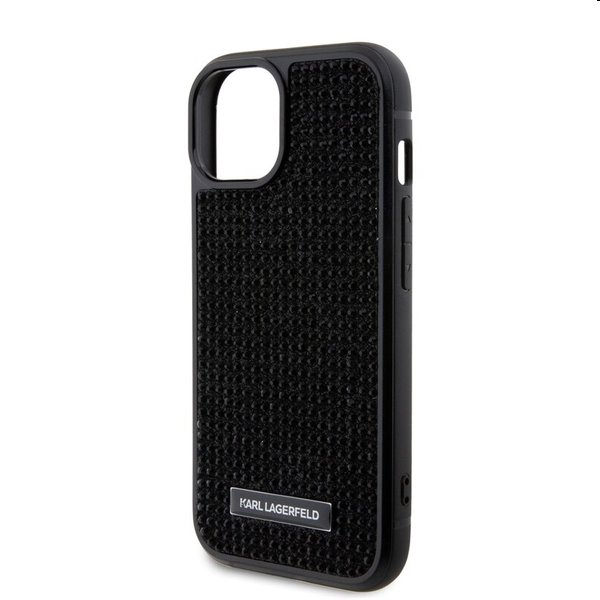 Pouzdro Karl Lagerfeld Rhinestone Plate Metal Logo pro Apple iPhone 15, černé Pouzdro Karl Lagerfeld Rhinestone Plate Metal Logo pro Apple iPhone 15, černé