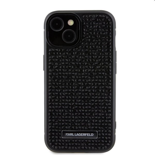 Pouzdro Karl Lagerfeld Rhinestone Plate Metal Logo pro Apple iPhone 15, černé Pouzdro Karl Lagerfeld Rhinestone Plate Metal Logo pro Apple iPhone 15, černé