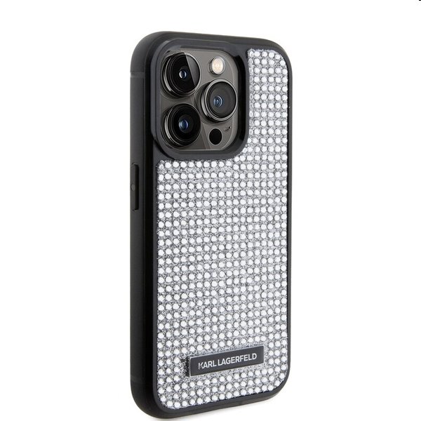 Pouzdro Karl Lagerfeld Rhinestone Plate Metal Logo pro Apple iPhone 15 Pro, silver Pouzdro Karl Lagerfeld Rhinestone Plate Metal Logo pro Apple iPhone 15 Pro, silver