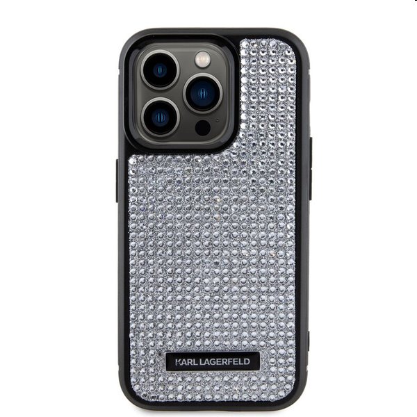 Pouzdro Karl Lagerfeld Rhinestone Plate Metal Logo pro Apple iPhone 15 Pro, silver Pouzdro Karl Lagerfeld Rhinestone Plate Metal Logo pro Apple iPhone 15 Pro, silver