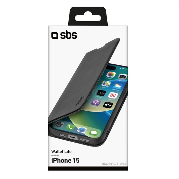 Pouzdro SBS Book Wallet Lite pro Apple iPhone 15, černé Pouzdro SBS Book Wallet Lite pro Apple iPhone 15, černé