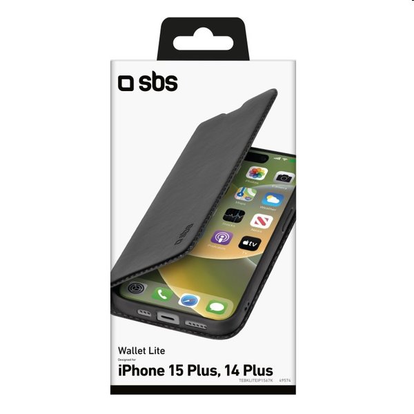 Pouzdro SBS Book Wallet Lite pro Apple iPhone 15 Plus, černé Pouzdro SBS Book Wallet Lite pro Apple iPhone 15 Plus, černé