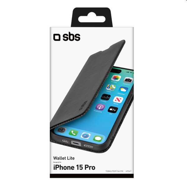 Pouzdro SBS Book Wallet Lite pro Apple iPhone 15 Pro, černé