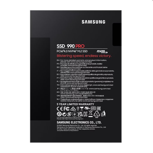 Samsung SSD 990 PRO, 4TB, NVMe M.2 Samsung SSD 990 PRO, 4TB, NVMe M.2