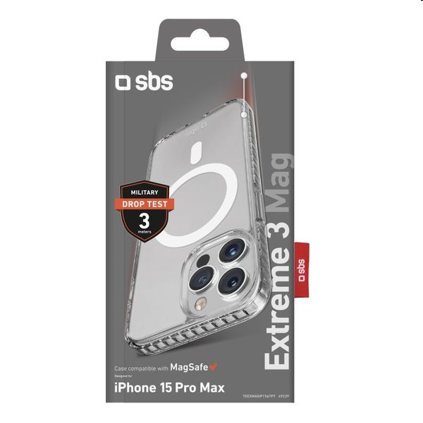 SBS Pouzdro Extreme 3 Mag pro Apple iPhone 15 Pro Max, transparentní