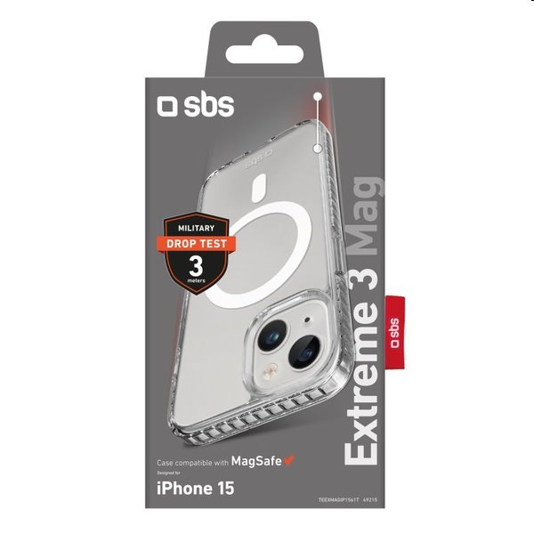 SBS Pouzdro Extreme 3 Mag pro Apple iPhone 15, transparentní