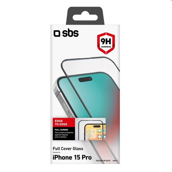 Tvrzené sklo SBS Full Glass pro Apple iPhone 15 Pro, černé