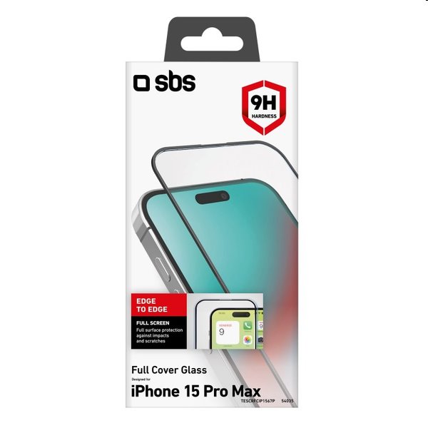 Tvrzené sklo SBS Full Glass pro Apple iPhone 15 Pro Max, černé