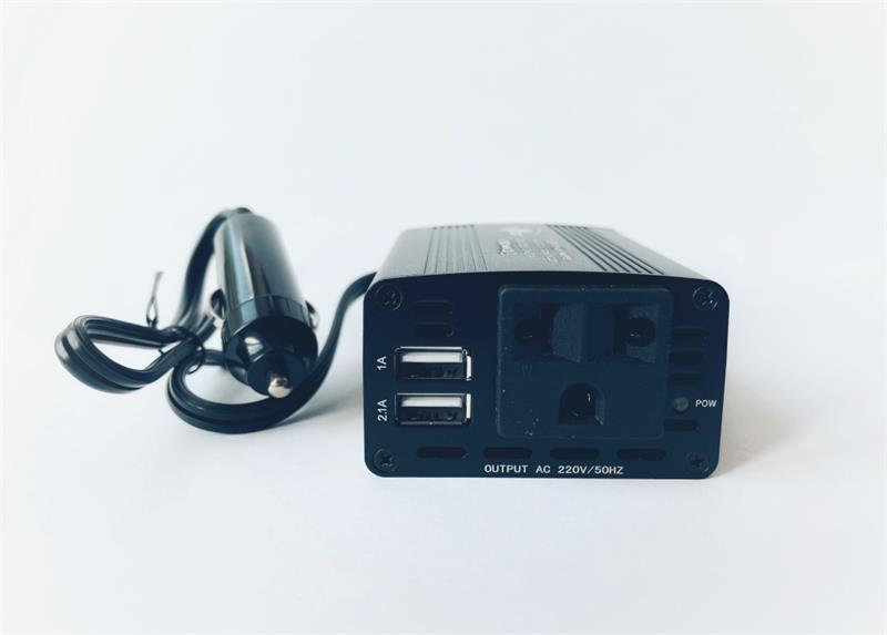 EUROCASE měnič napětí DC/AC, 12V/230V, 150W, USB 2*5V/500mA, autozástrčka (MT-MX150)