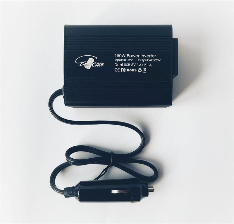 EUROCASE měnič napětí DC/AC, 12V/230V, 150W, USB 2*5V/500mA, autozástrčka (MT-MX150)
