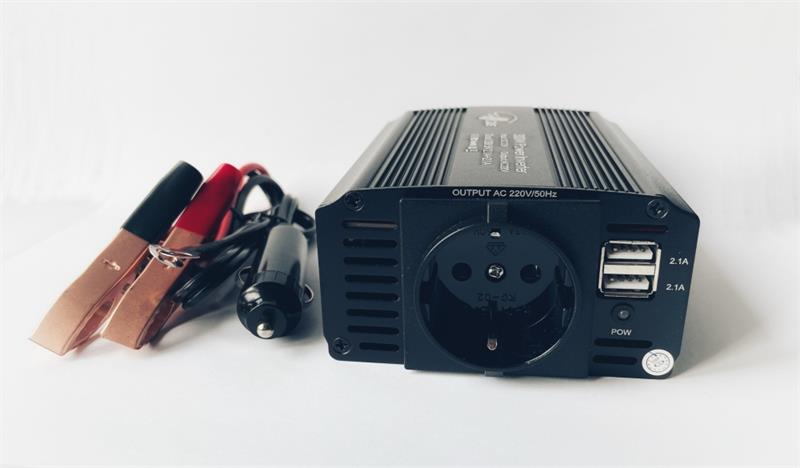EUROCASE měnič napětí DC/AC, 12V/230V, 300W, USB, autozástrčka, svorky (MT-M300)